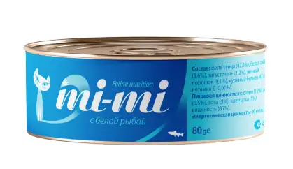 Купить mi-mi консервы для кошек кусочки тунца с белой рыбой в желе