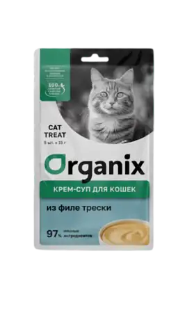 Купить organix лакомство для котят и кошек крем-суп из филе трески