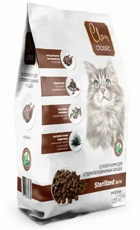 Купить clan classic sterilized-30/14 сухой корм для стерилизованных кошек, индейка