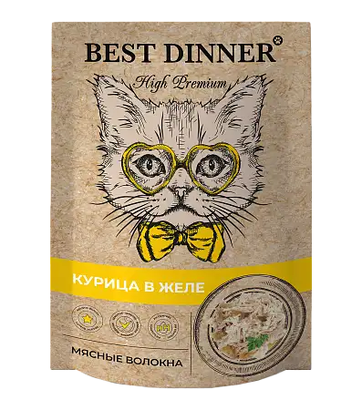 Купить best dinner high premium влажный корм для кошек и котят Курица в желе (пауч)