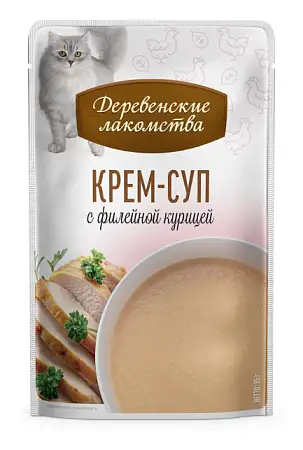 Купить Деревенские лакомства набор паучей для кошек Суп с филейной курицей 4х35