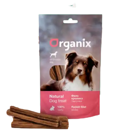 Купить organix лакомства лакомство для собак "Палочки из филе кролика" мясо 100%